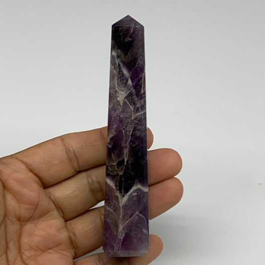 97.4g, 4.4"x0.8", Natural Amethyst Tower Point Obelisk @Brazil, B31512