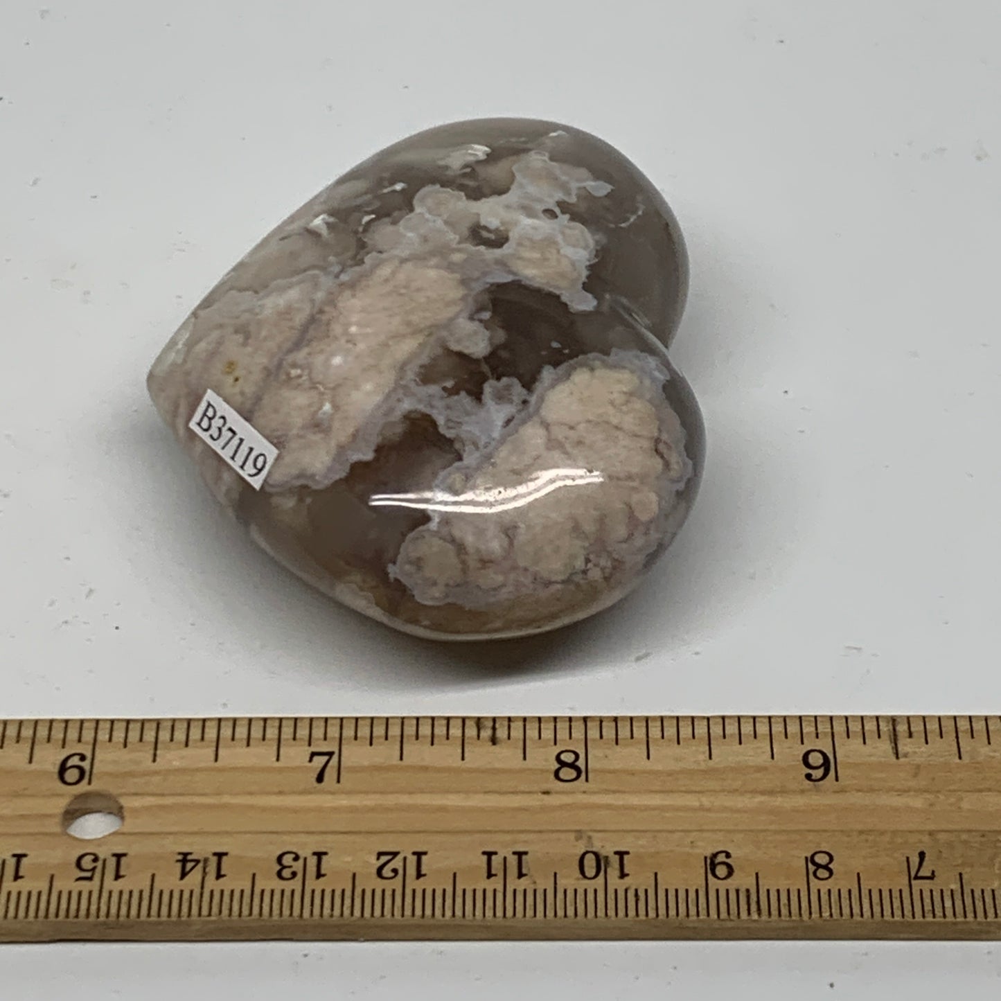 0.38 lbs, 2.4"x2.9"x1.2", Cherry Blossom Flower Agate Heart Crystal, B37119