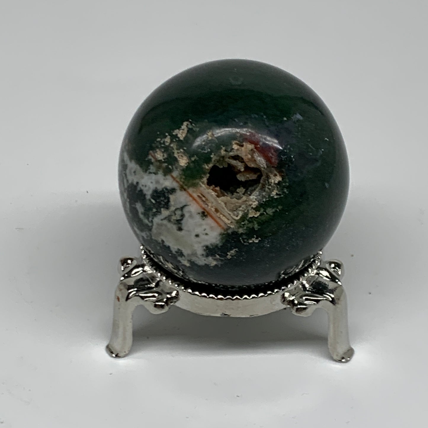 157g, 2"(49mm), Natural Moss Agate Sphere Ball Gemstone @India,B34915