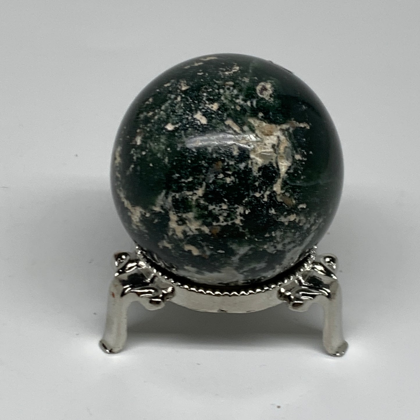 157g, 2"(49mm), Natural Moss Agate Sphere Ball Gemstone @India,B34915