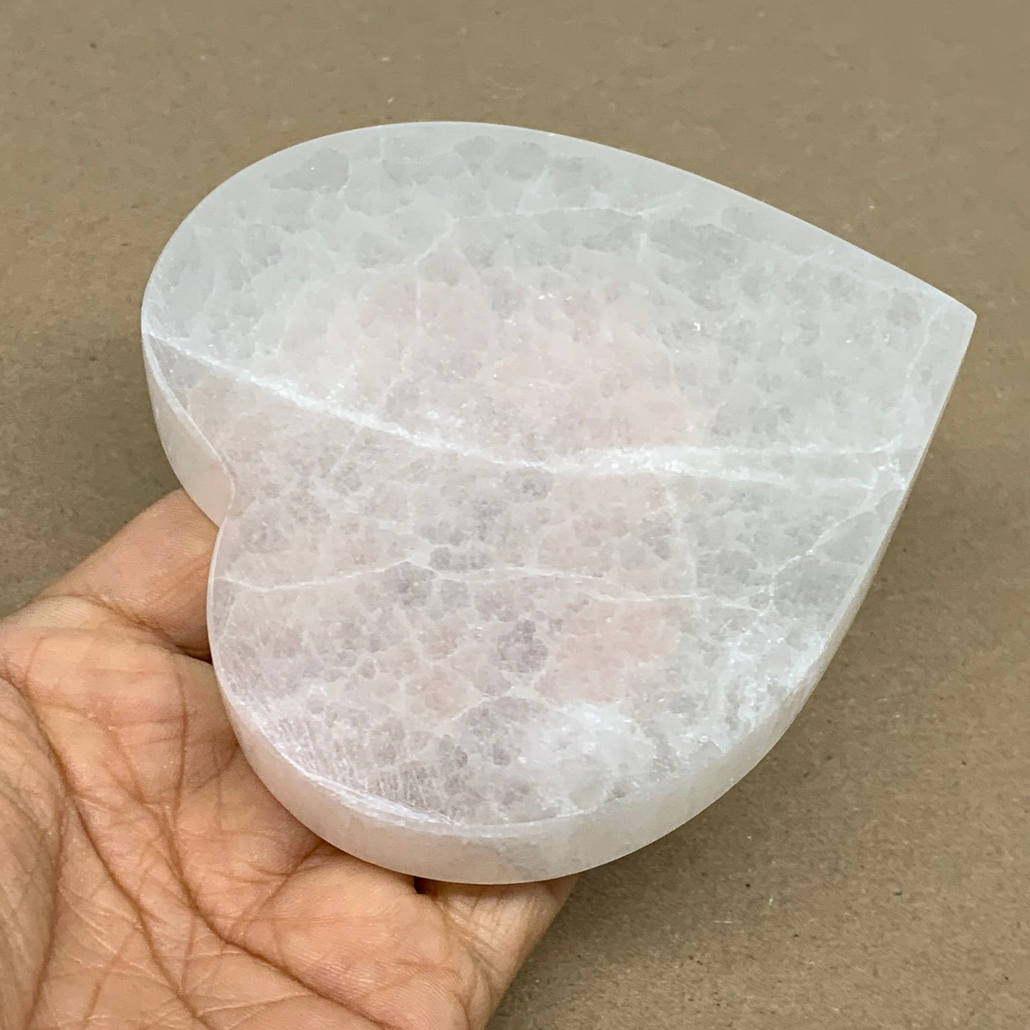 287g, 4.1"x4.1"x0.7", Selenite Heart Crystals, Satin Spar, gypsum, B36220