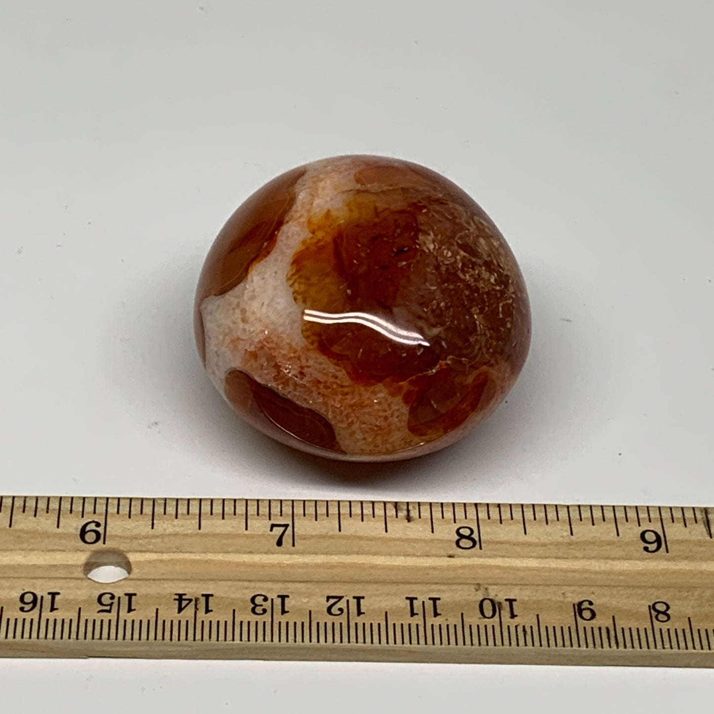 117.8g, 2"x1.9"x1.4", Red Carnelian Palm-Stone Gem Crystal Polished, B28432