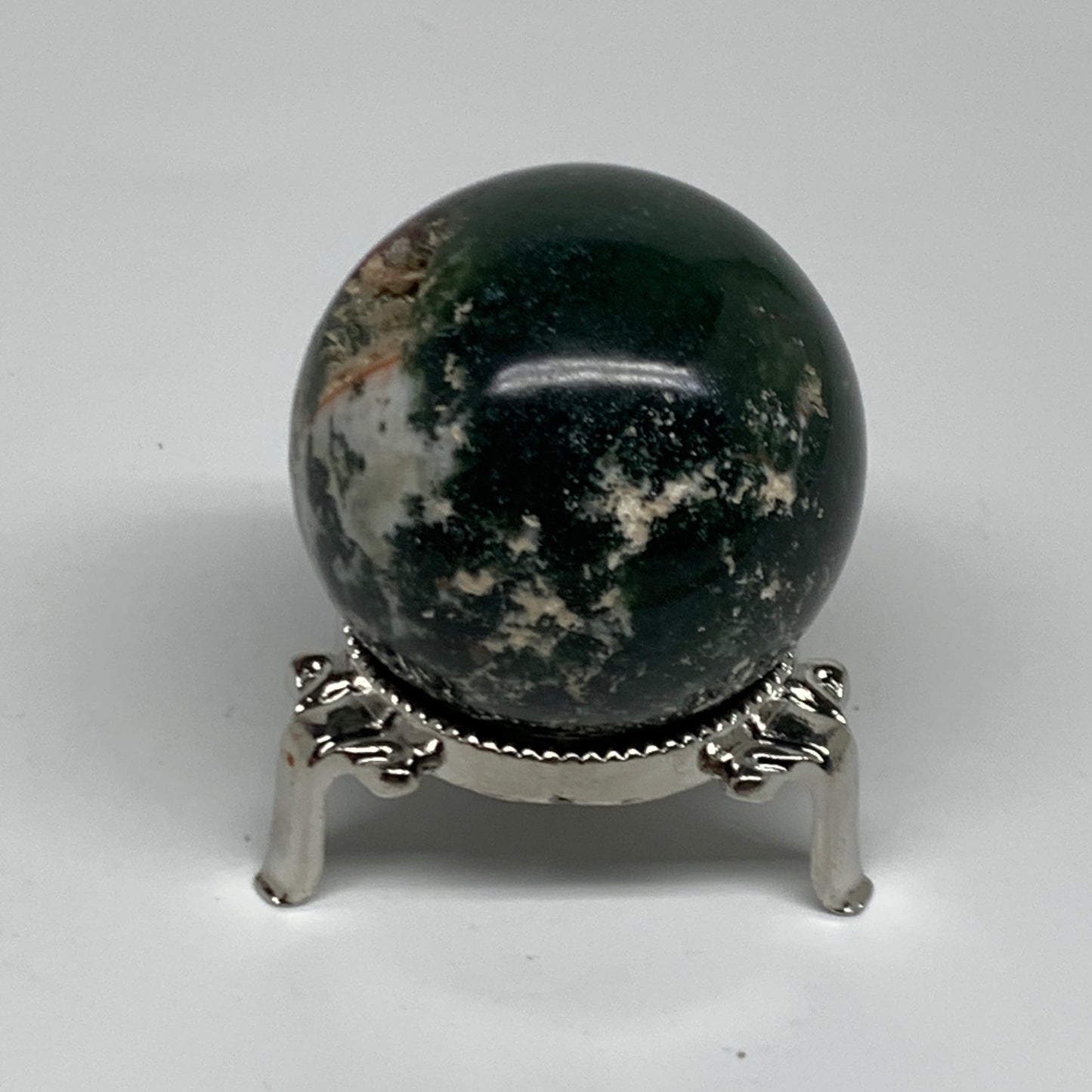 157g, 2"(49mm), Natural Moss Agate Sphere Ball Gemstone @India,B34915