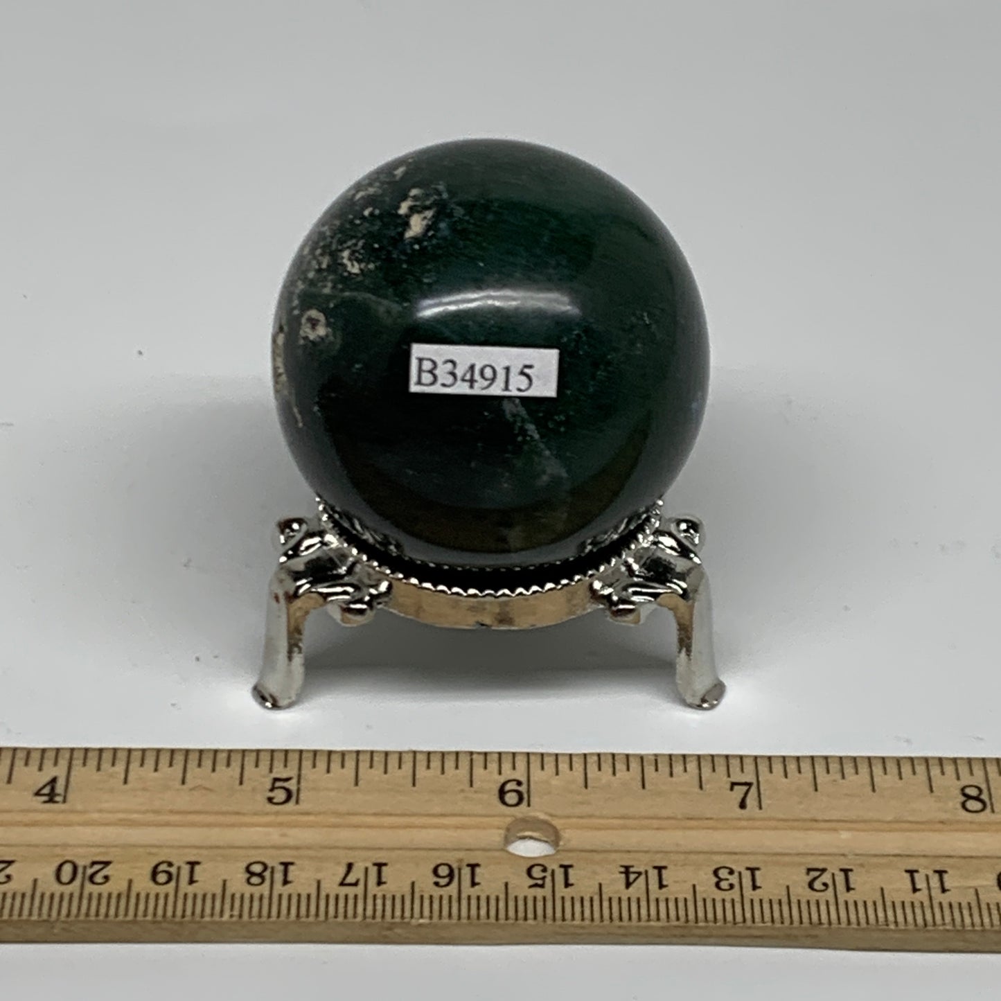 157g, 2"(49mm), Natural Moss Agate Sphere Ball Gemstone @India,B34915