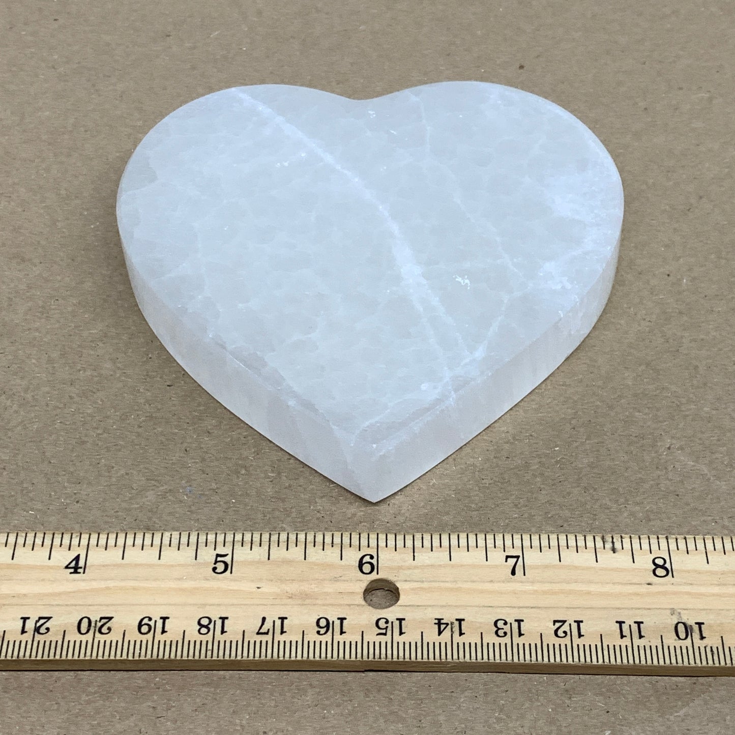 287g, 4.1"x4.1"x0.7", Selenite Heart Crystals, Satin Spar, gypsum, B36220