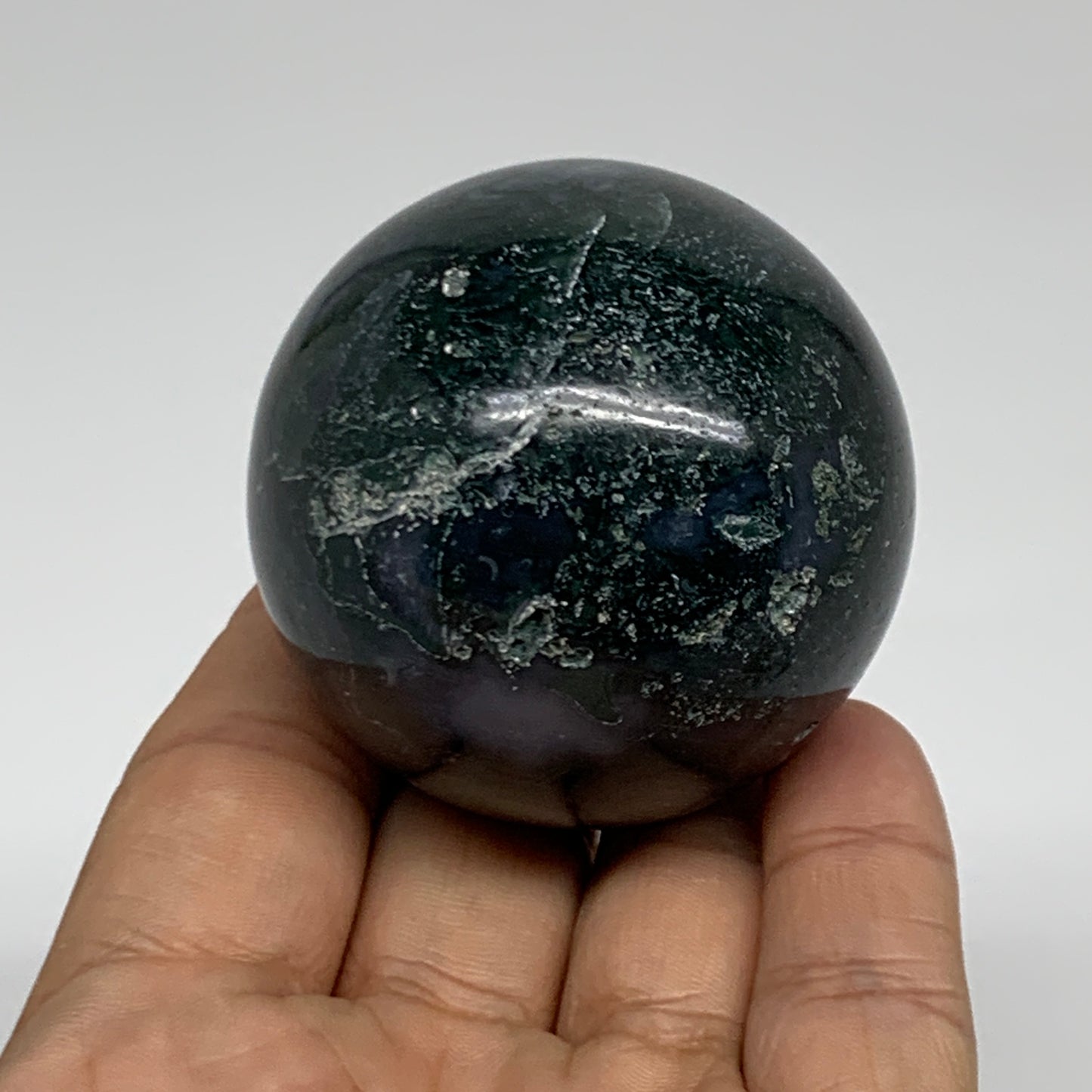 186.2g, 2"(51mm), Natural Moss Agate Sphere Ball Gemstone @India,B34916