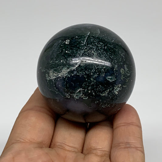 186.2g, 2"(51mm), Natural Moss Agate Sphere Ball Gemstone @India,B34916