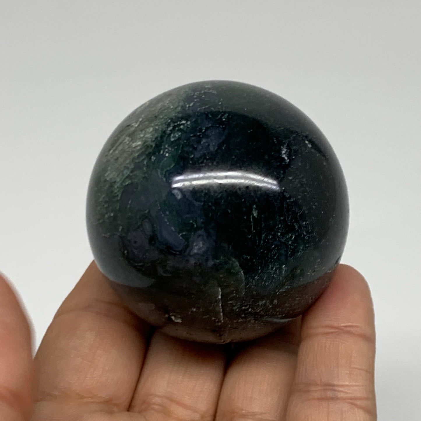 186.2g, 2"(51mm), Natural Moss Agate Sphere Ball Gemstone @India,B34916