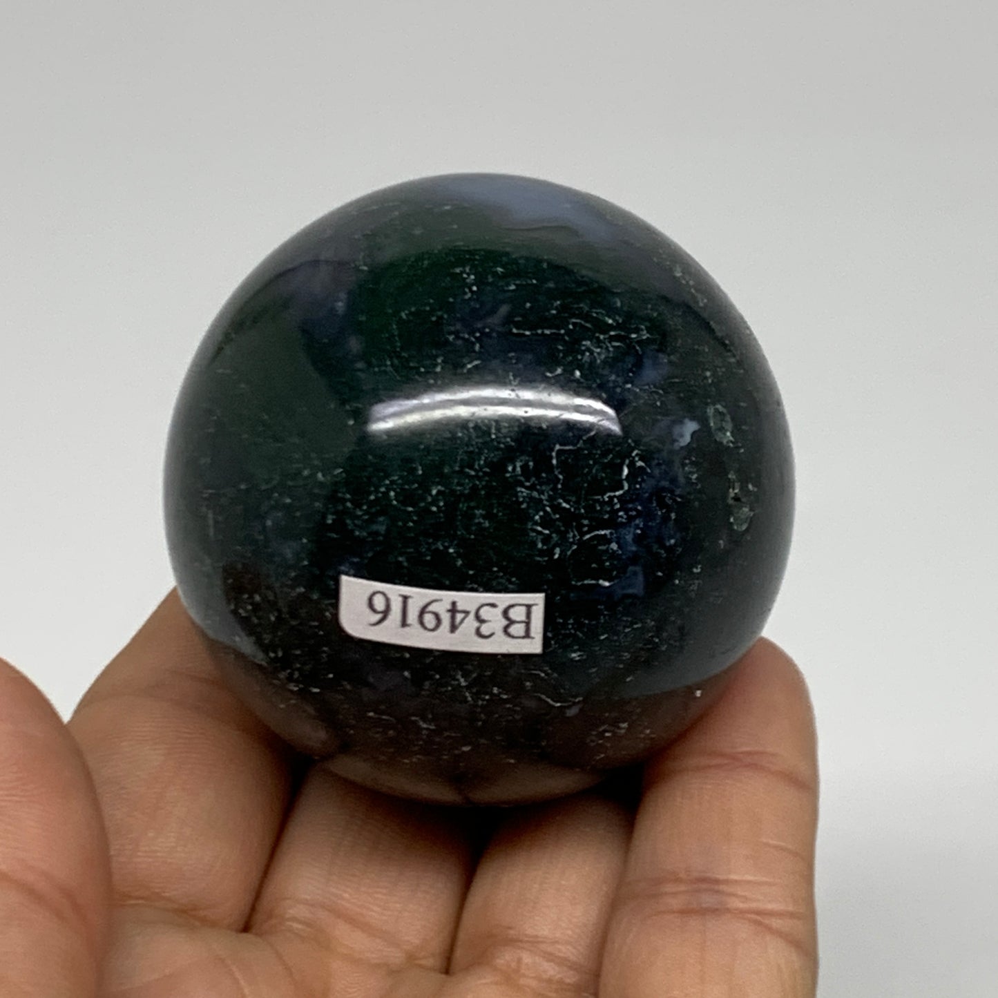 186.2g, 2"(51mm), Natural Moss Agate Sphere Ball Gemstone @India,B34916