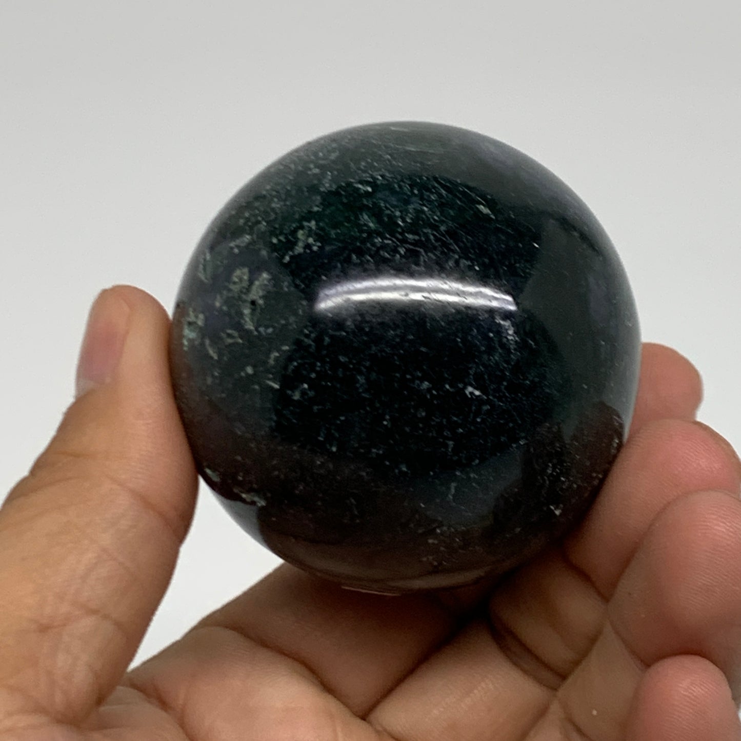 186.2g, 2"(51mm), Natural Moss Agate Sphere Ball Gemstone @India,B34916