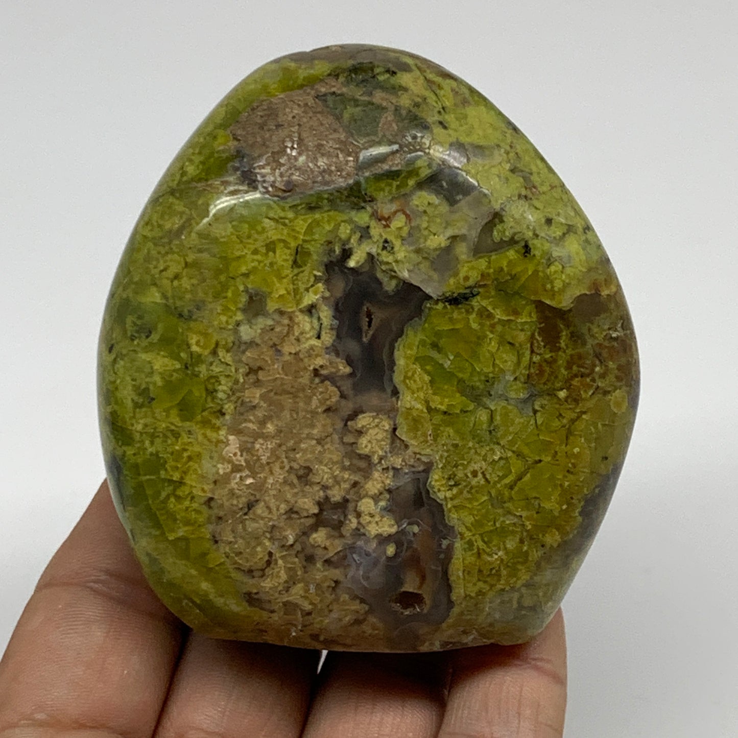 228.5g, 2.9"x2.6"x1.3", Green Opal Crystal Freeform Polished Gemstone, B34125