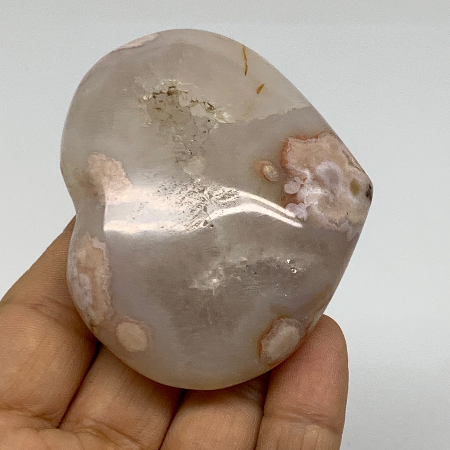0.28 lbs, 2.3"x2.7"x1", Cherry Blossom Flower Agate Heart Crystal, B37121