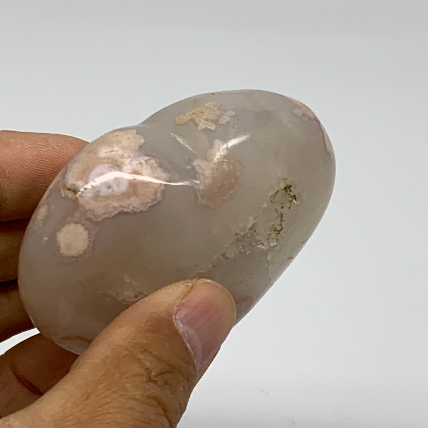 0.28 lbs, 2.3"x2.7"x1", Cherry Blossom Flower Agate Heart Crystal, B37121