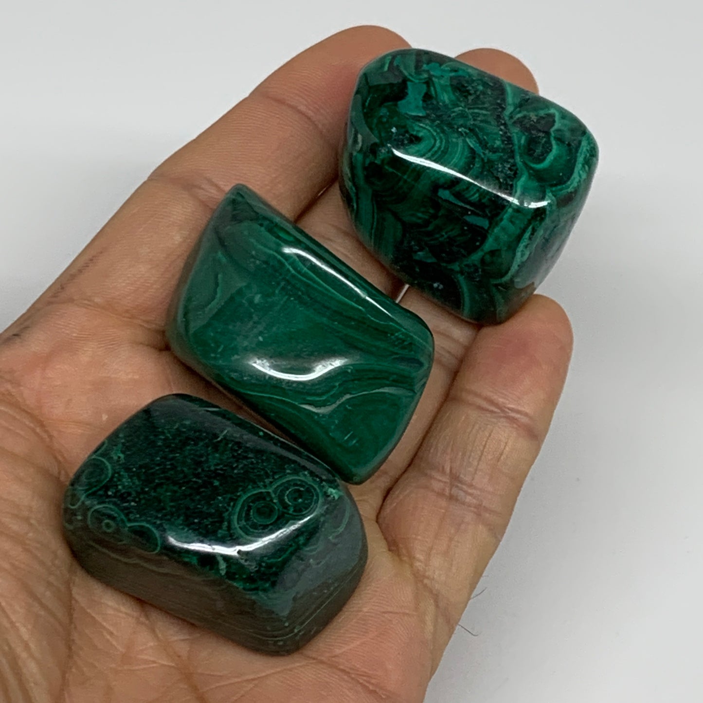 168.3g, 1.3"-1.6", 3pcs, Natural Small Malachite Tumbled Polished, B32824