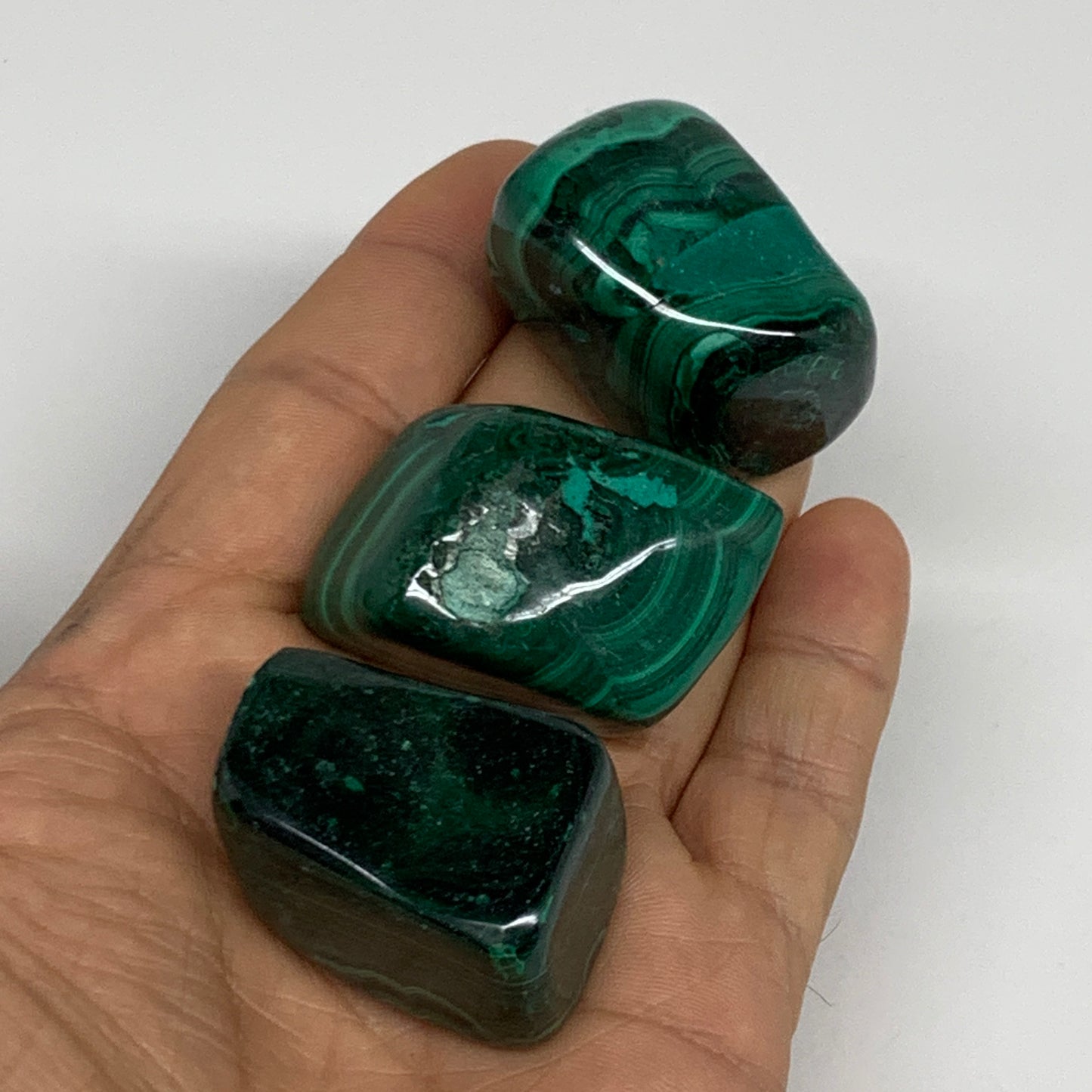 168.3g, 1.3"-1.6", 3pcs, Natural Small Malachite Tumbled Polished, B32824