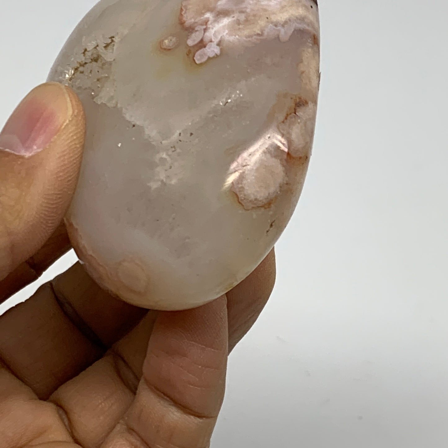 0.28 lbs, 2.3"x2.7"x1", Cherry Blossom Flower Agate Heart Crystal, B37121