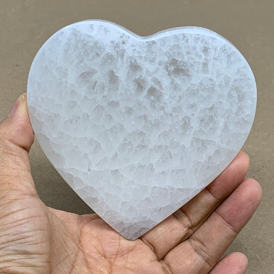 278g, 4.1"x4.1"x0.7", Selenite Heart Crystals, Satin Spar, gypsum, B36222