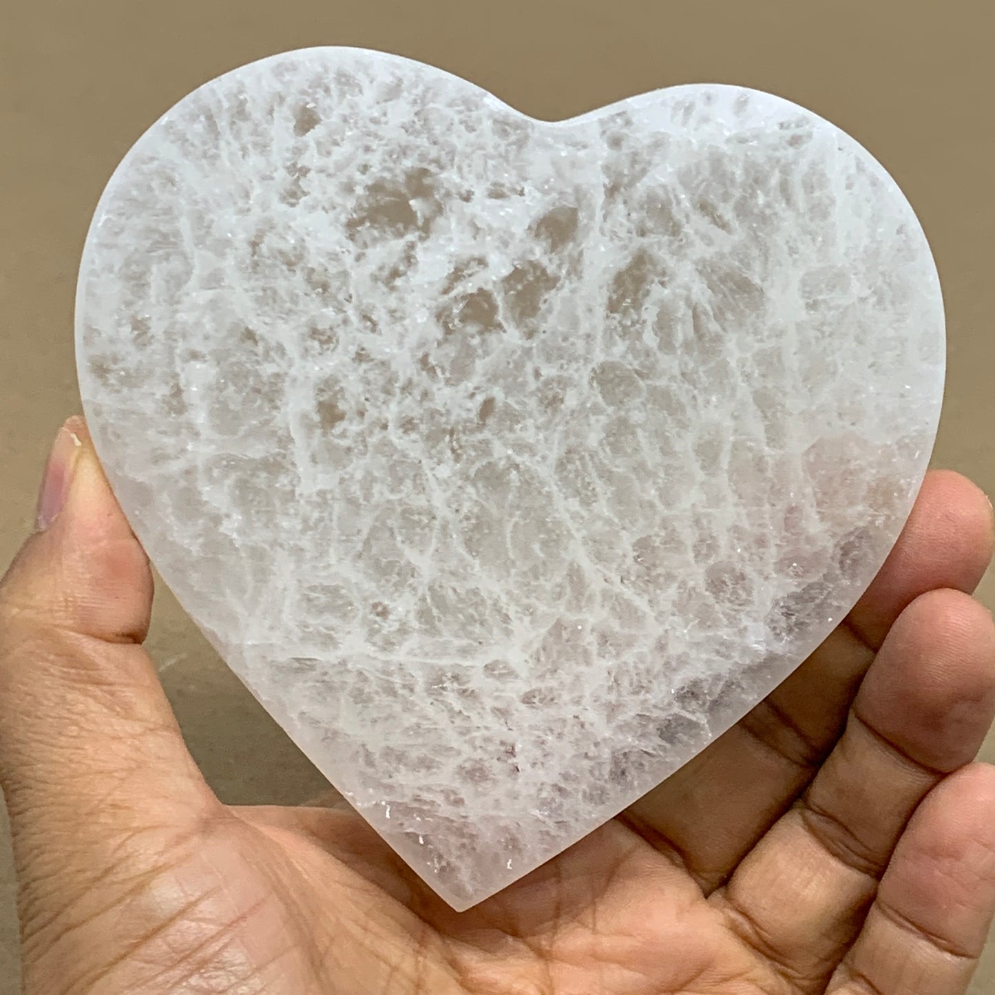 278g, 4.1"x4.1"x0.7", Selenite Heart Crystals, Satin Spar, gypsum, B36222