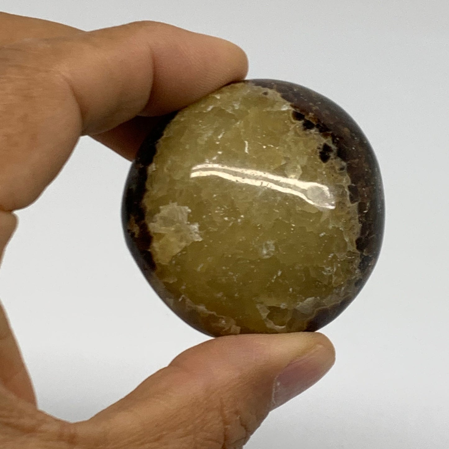 142.8g,1.8"-1.9", 2pcs, Septarian Nodule Palm-Stone Polished Crystal, B37958