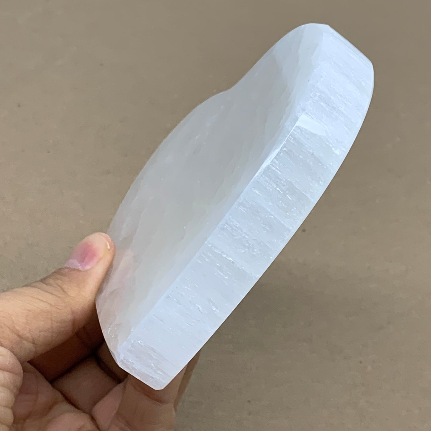 278g, 4.1"x4.1"x0.7", Selenite Heart Crystals, Satin Spar, gypsum, B36222