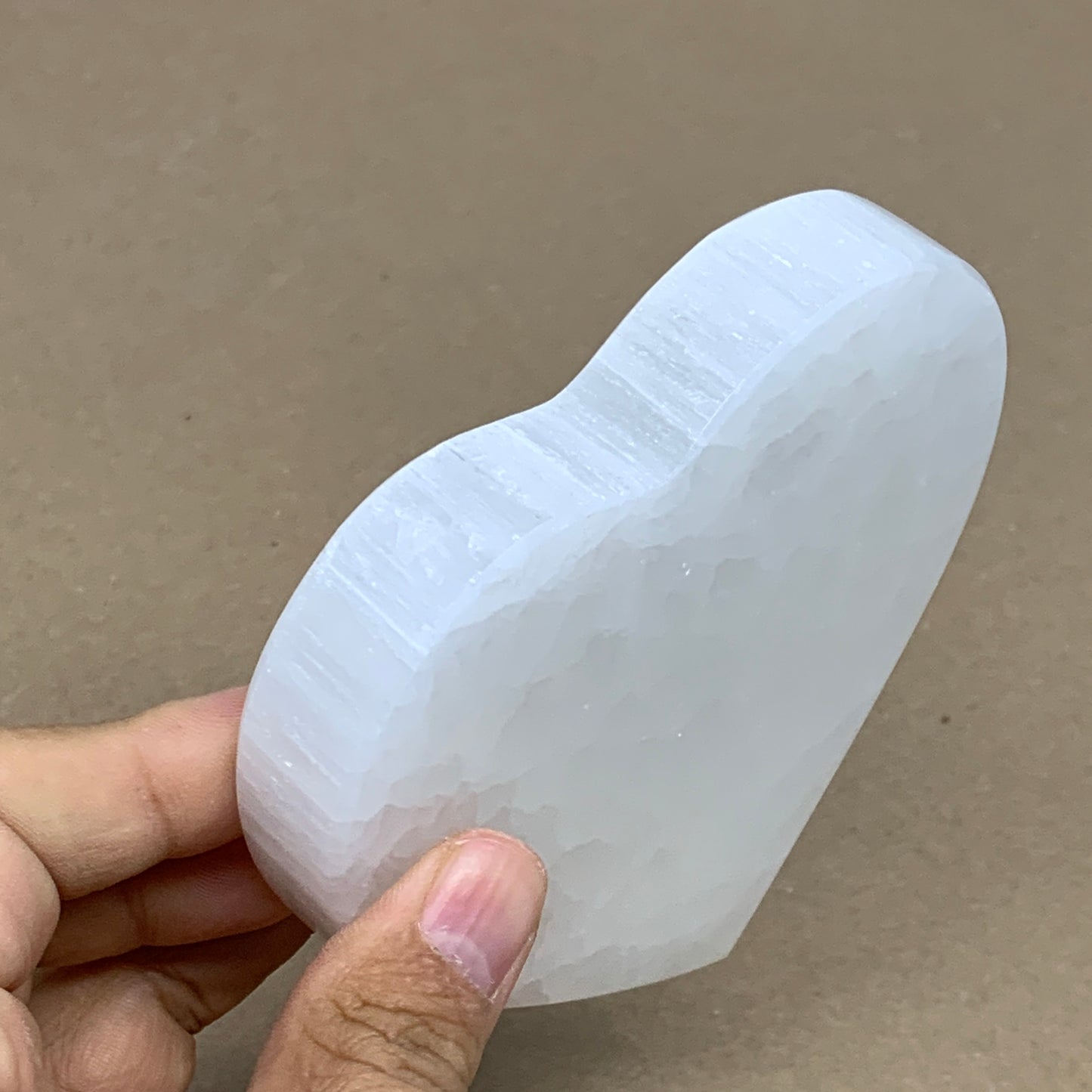 278g, 4.1"x4.1"x0.7", Selenite Heart Crystals, Satin Spar, gypsum, B36222