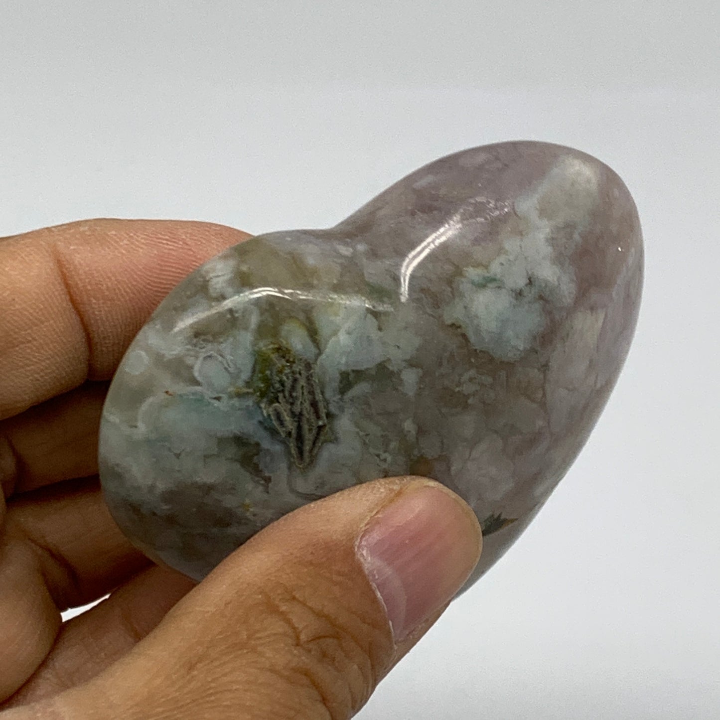 0.24 lbs, 2.3"x2.6"x1.9", Cherry Blossom Flower Agate Heart Crystal,  B37122