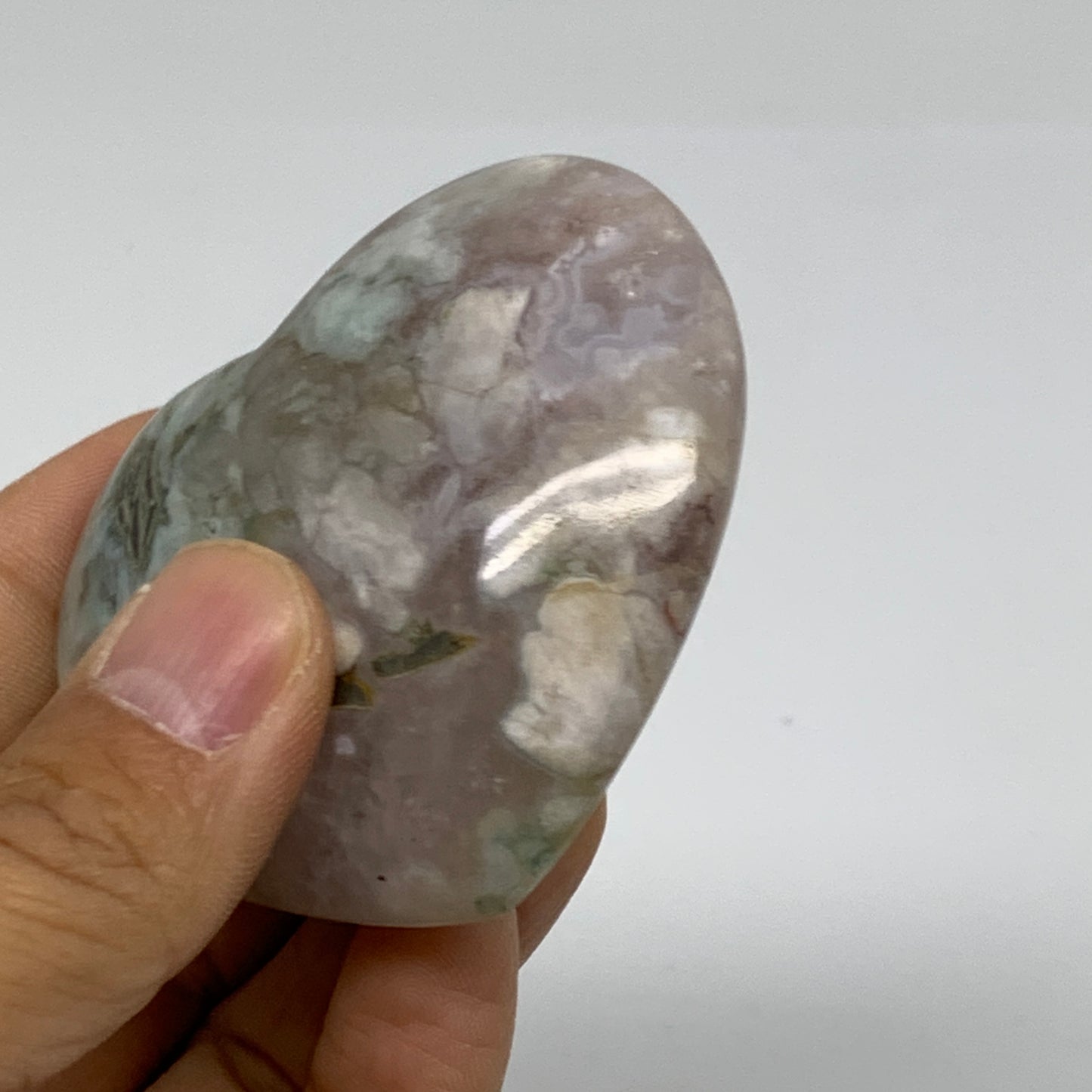 0.24 lbs, 2.3"x2.6"x1.9", Cherry Blossom Flower Agate Heart Crystal,  B37122