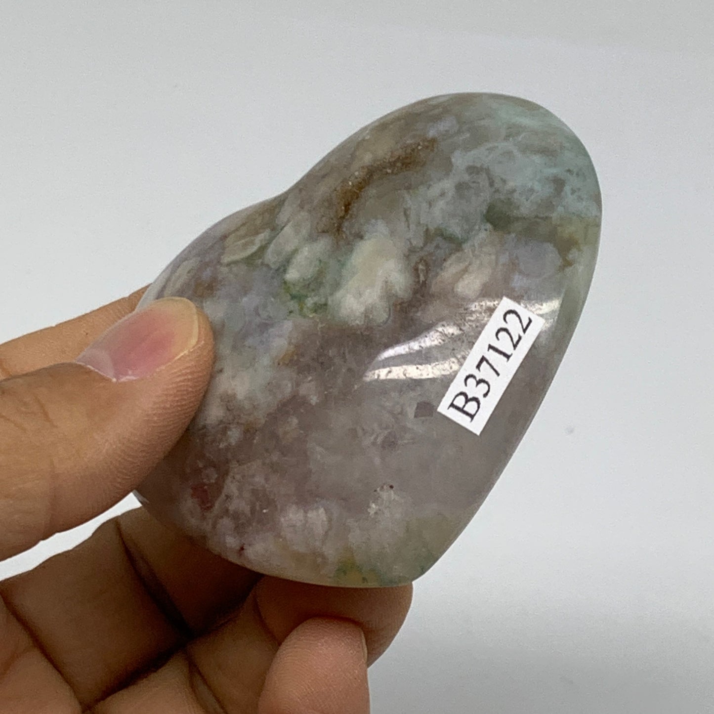 0.24 lbs, 2.3"x2.6"x1.9", Cherry Blossom Flower Agate Heart Crystal,  B37122