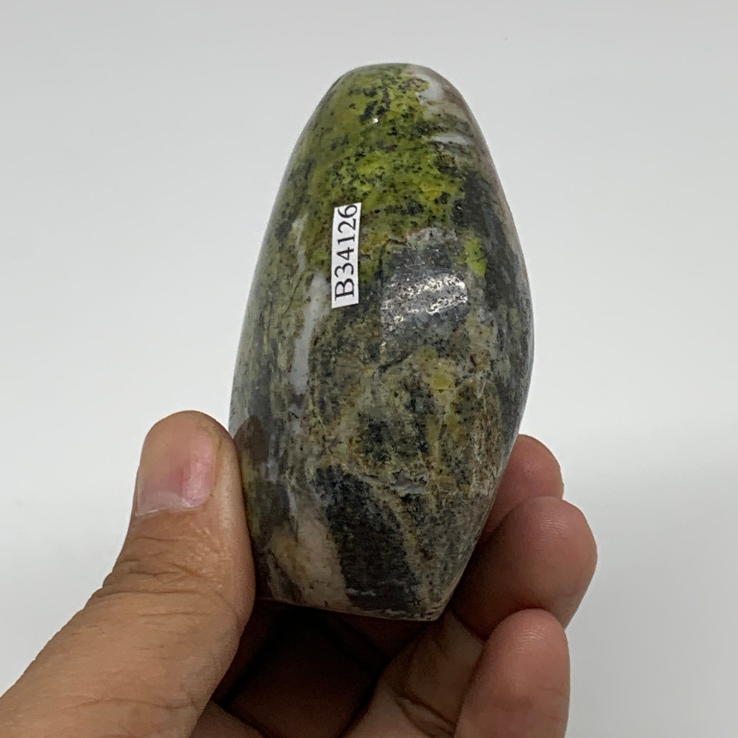 221g, 3"x2.3"x1.5", Green Opal Crystal Freeform Polished Gemstone, B34126