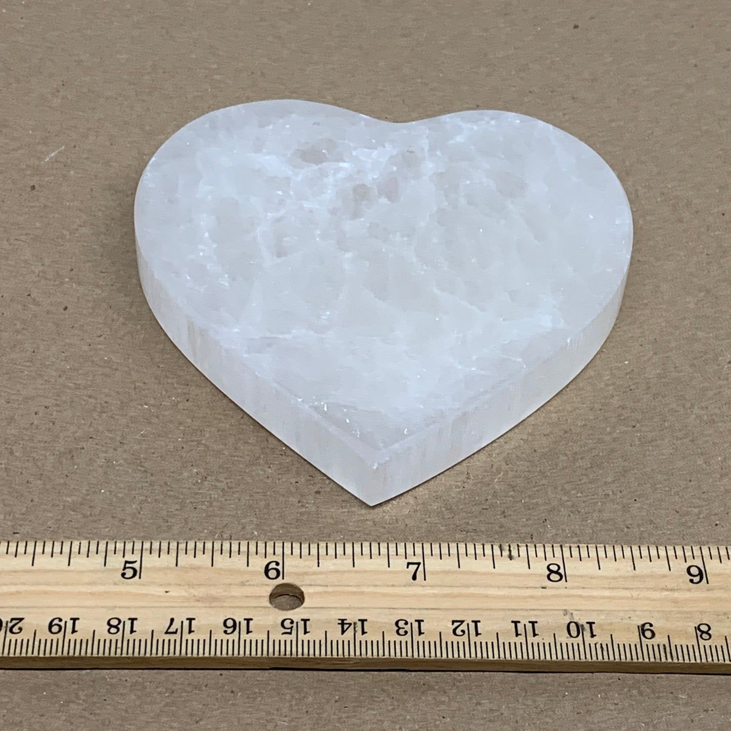 278g, 4.1"x4.1"x0.7", Selenite Heart Crystals, Satin Spar, gypsum, B36222