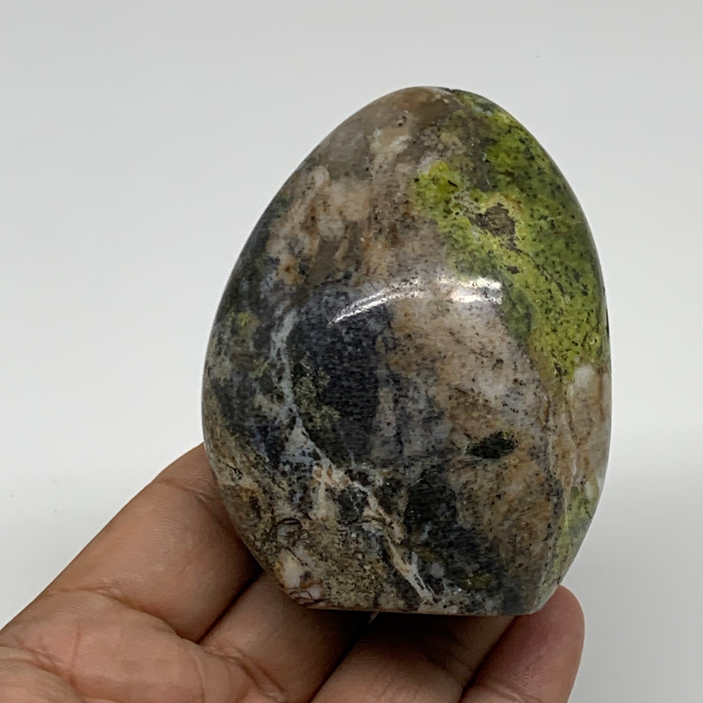 221g, 3"x2.3"x1.5", Green Opal Crystal Freeform Polished Gemstone, B34126