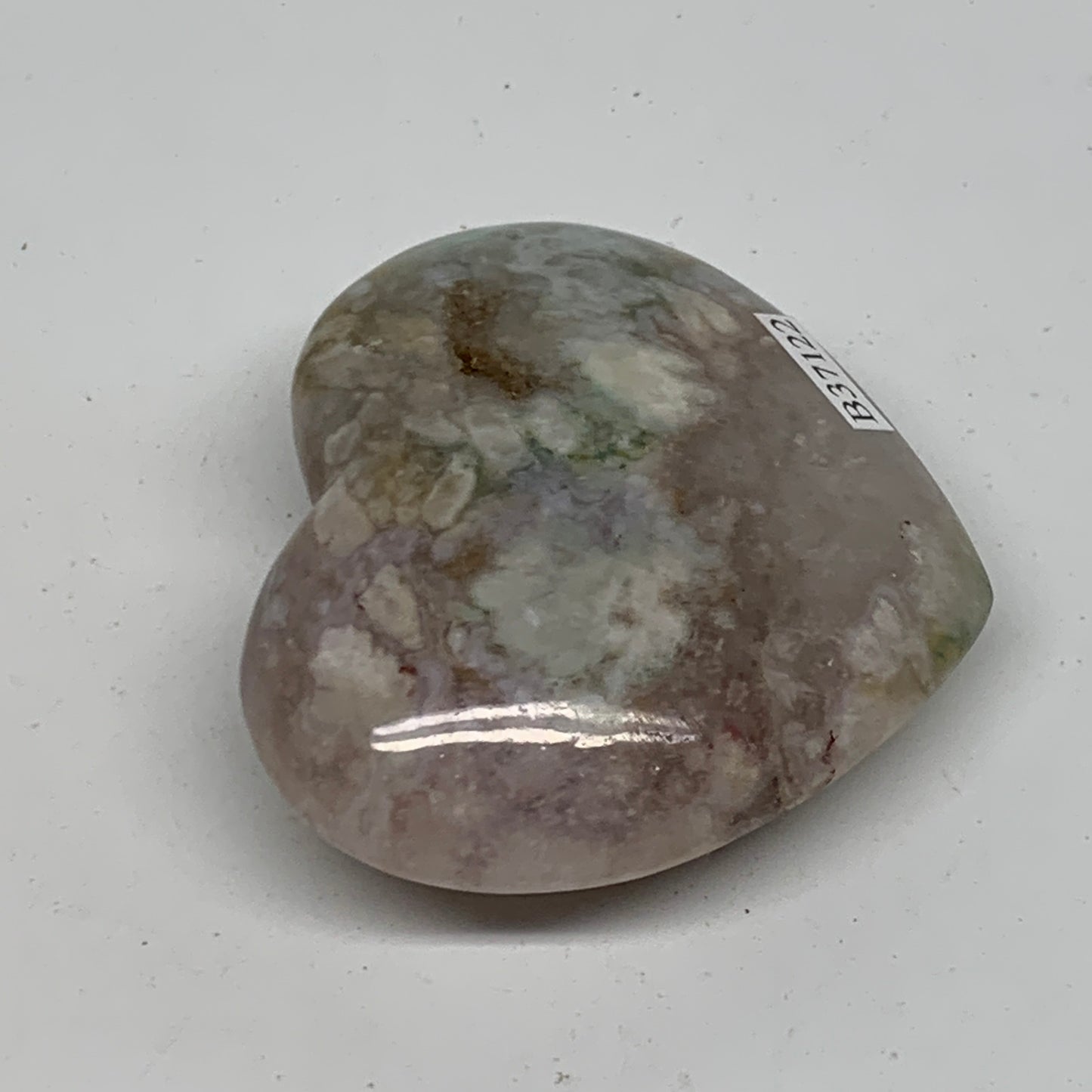 0.24 lbs, 2.3"x2.6"x1.9", Cherry Blossom Flower Agate Heart Crystal,  B37122