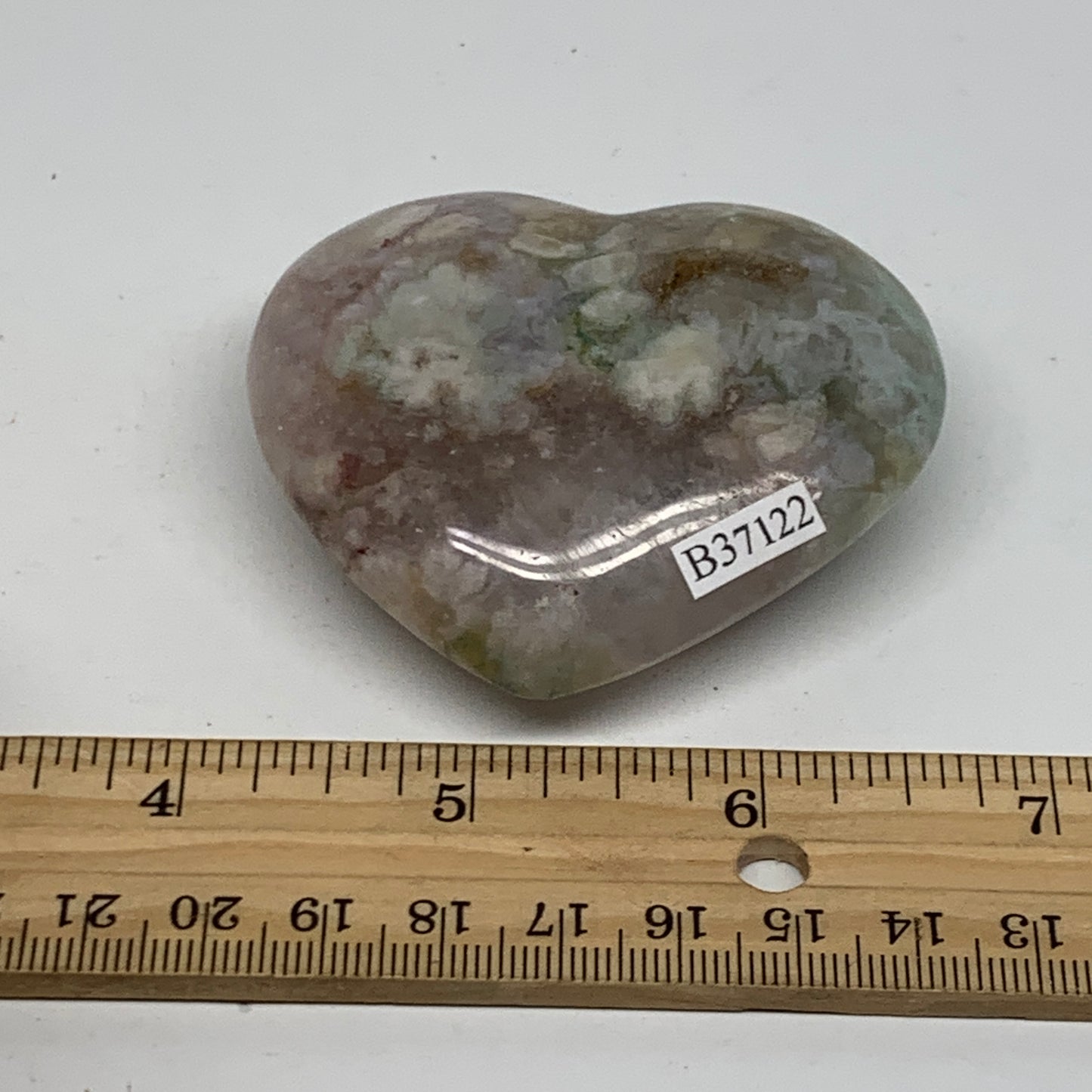 0.24 lbs, 2.3"x2.6"x1.9", Cherry Blossom Flower Agate Heart Crystal,  B37122