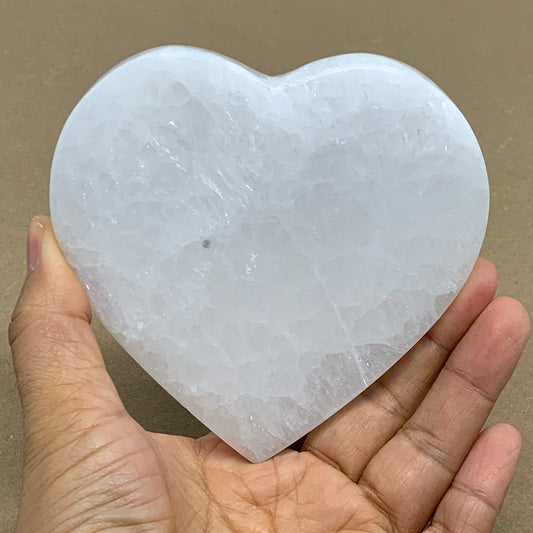 282g, 4.2"x4.2"x0.6", Selenite Heart Crystals, Satin Spar, gypsum, B36223