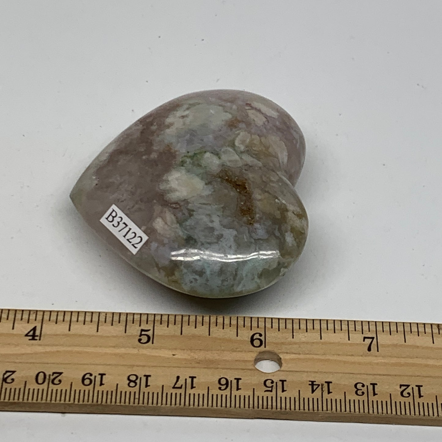 0.24 lbs, 2.3"x2.6"x1.9", Cherry Blossom Flower Agate Heart Crystal,  B37122