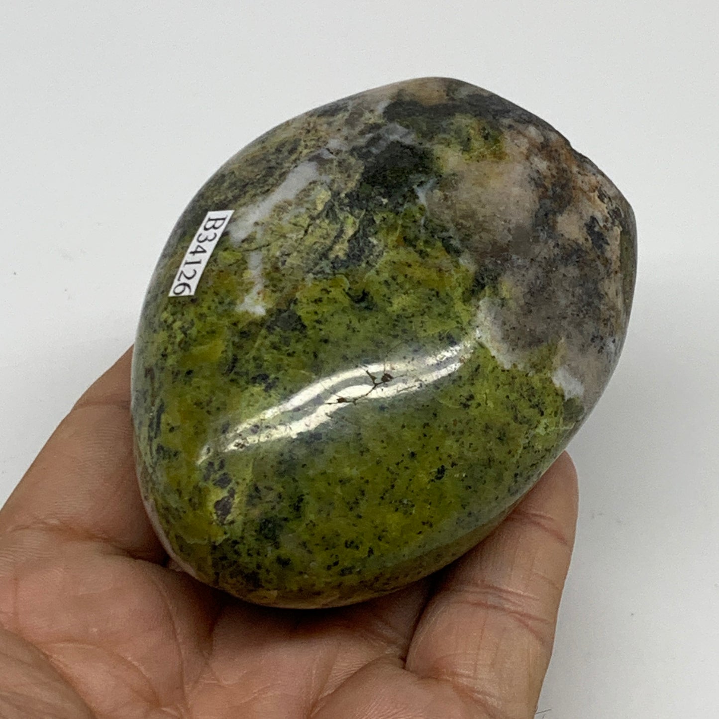 221g, 3"x2.3"x1.5", Green Opal Crystal Freeform Polished Gemstone, B34126