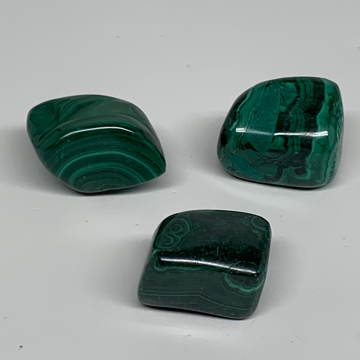 168.3g, 1.3"-1.6", 3pcs, Natural Small Malachite Tumbled Polished, B32824