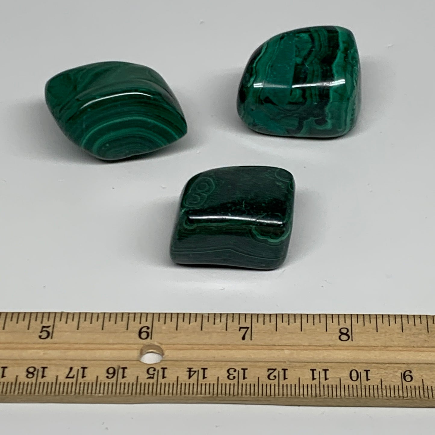 168.3g, 1.3"-1.6", 3pcs, Natural Small Malachite Tumbled Polished, B32824