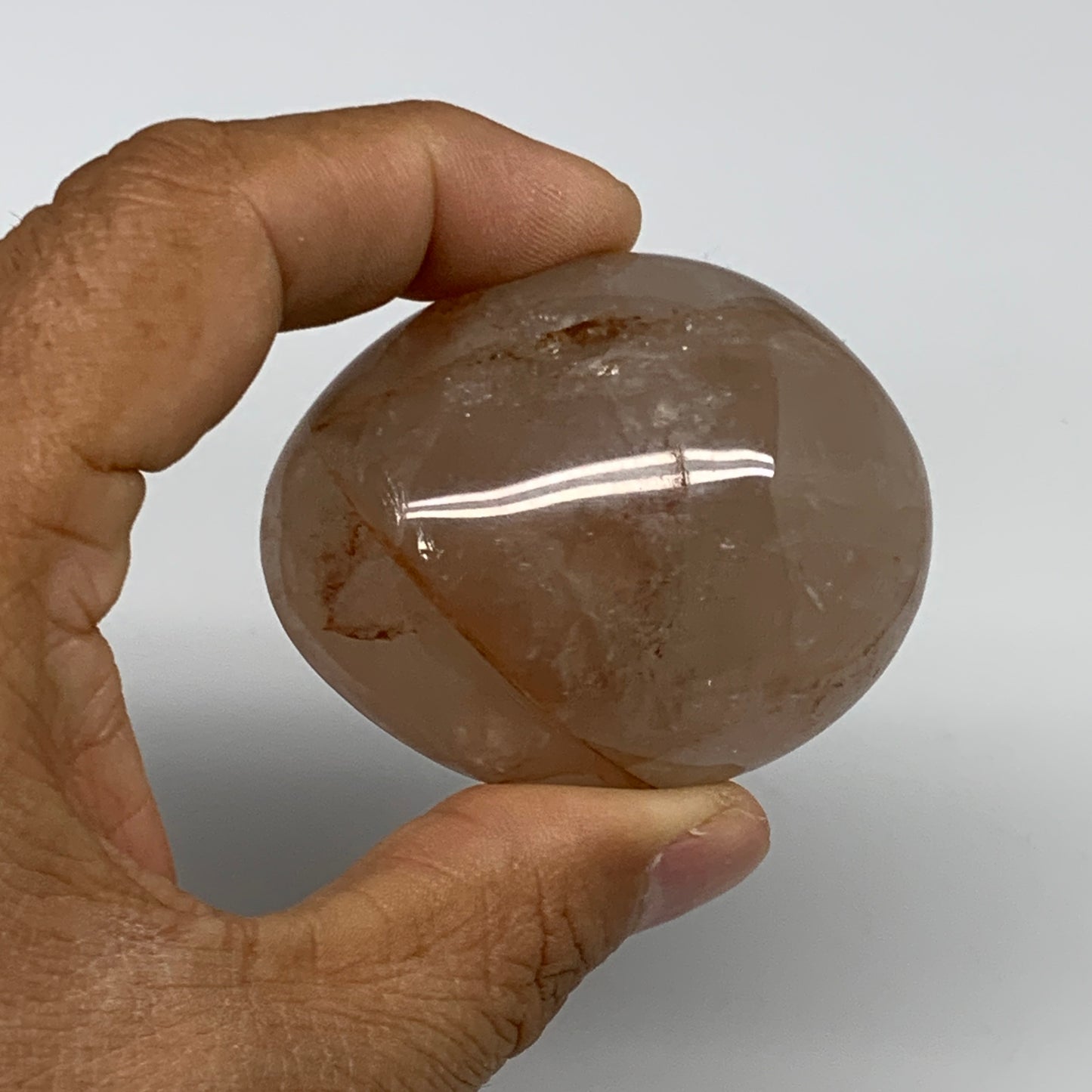 173.4g,2.1"-2.2", 2pcs, Red Hematoid Fire Quartz Palm-Stone Crystal Polished, B3