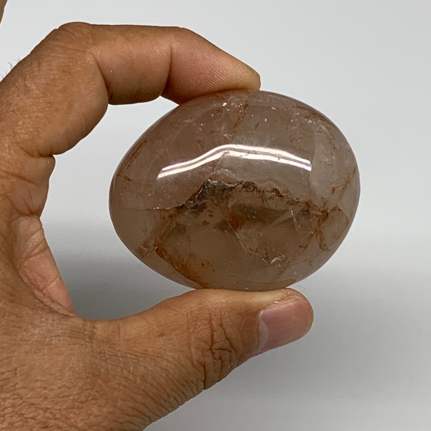 173.4g,2.1"-2.2", 2pcs, Red Hematoid Fire Quartz Palm-Stone Crystal Polished, B3