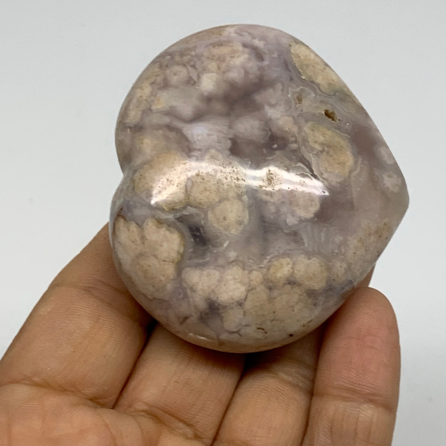 0.26 lbs, 2.1"x2.3"x1.2", Cherry Blossom Flower Agate Heart Crystal,  B37124