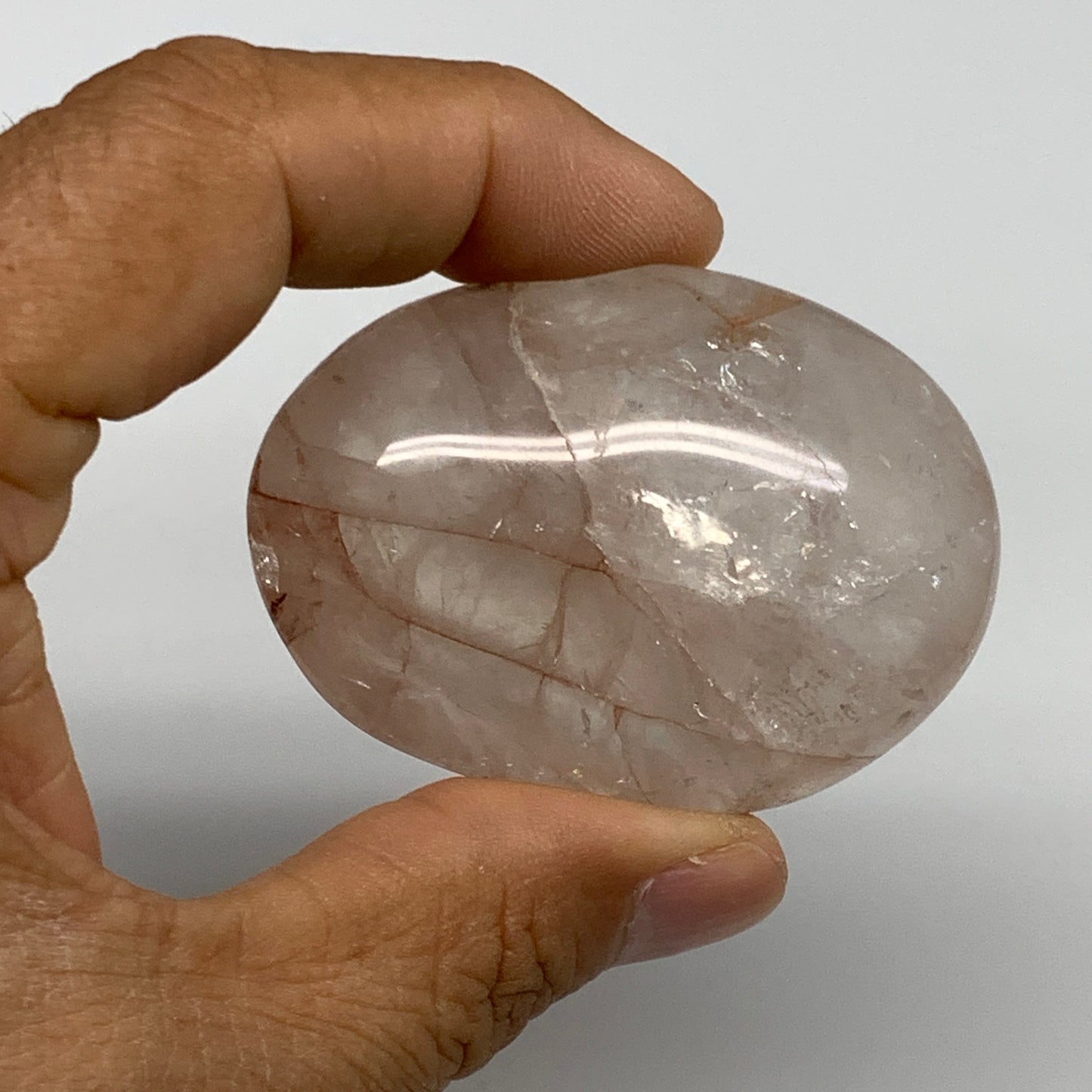 173.4g,2.1"-2.2", 2pcs, Red Hematoid Fire Quartz Palm-Stone Crystal Polished, B3