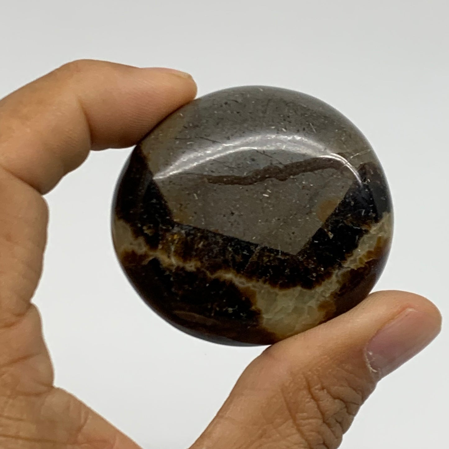 145g,1.9"-1.9", 2pcs, Septarian Nodule Palm-Stone Polished Crystal, B37960