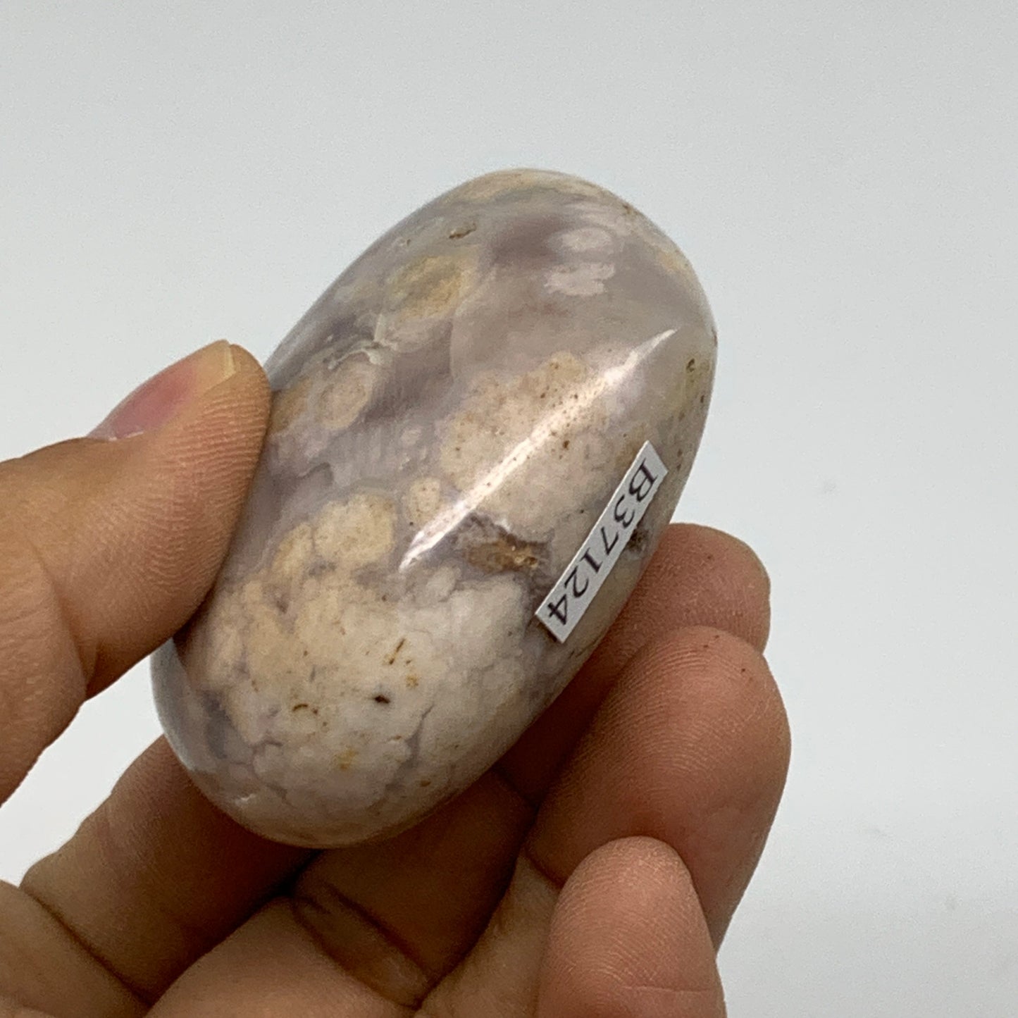 0.26 lbs, 2.1"x2.3"x1.2", Cherry Blossom Flower Agate Heart Crystal,  B37124