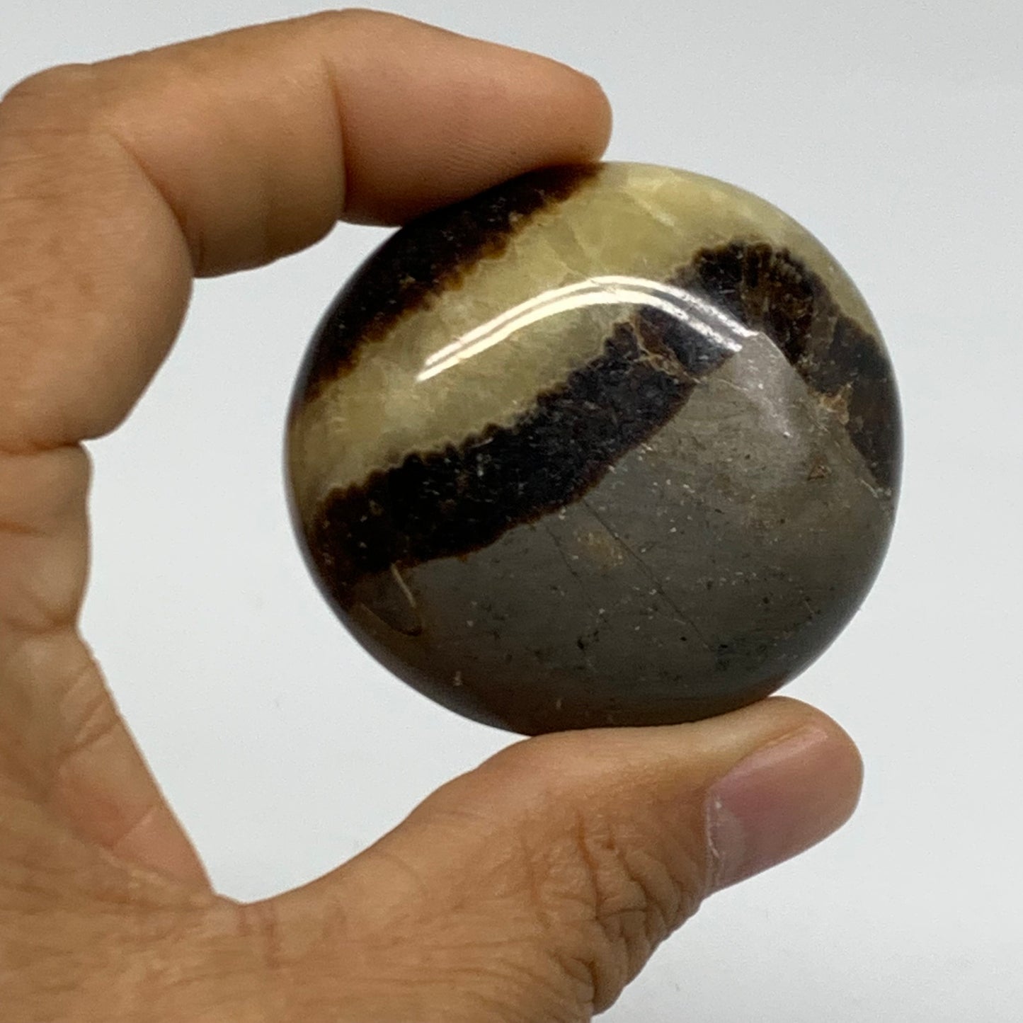145g,1.9"-1.9", 2pcs, Septarian Nodule Palm-Stone Polished Crystal, B37960