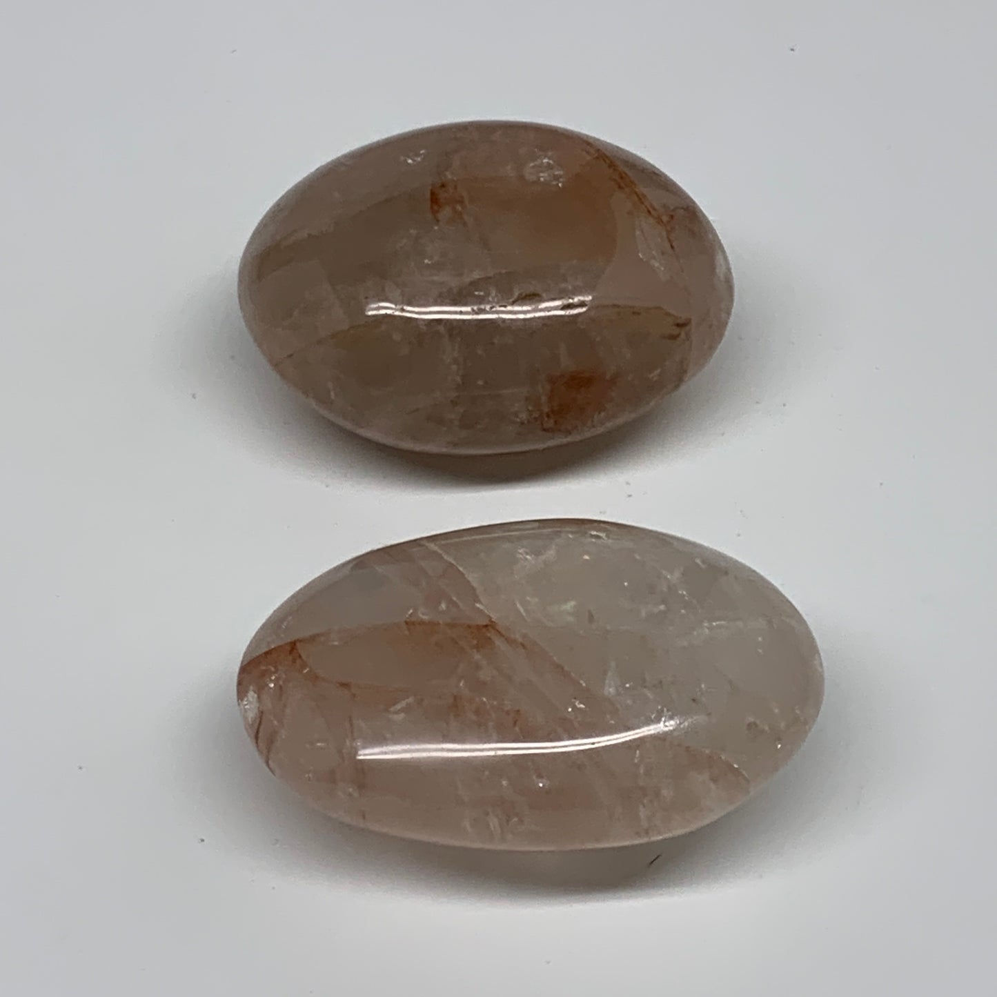 173.4g,2.1"-2.2", 2pcs, Red Hematoid Fire Quartz Palm-Stone Crystal Polished, B3