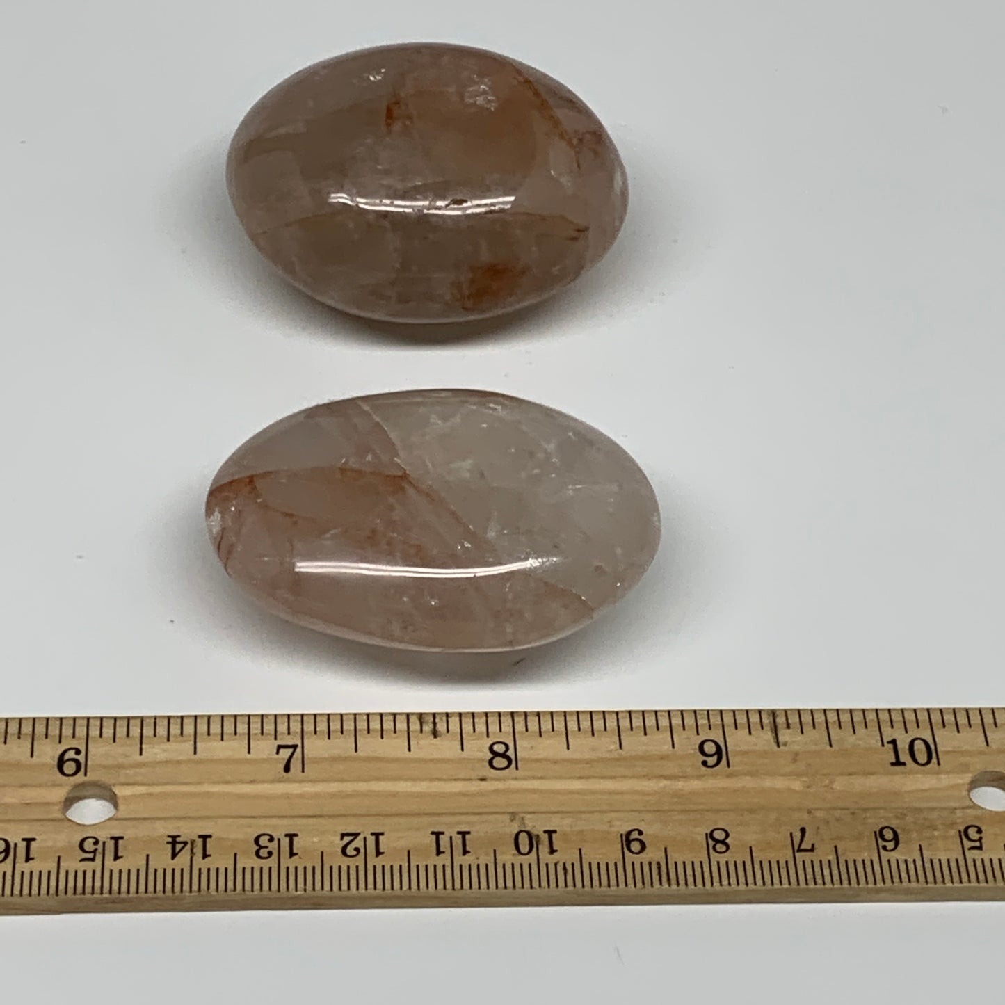 173.4g,2.1"-2.2", 2pcs, Red Hematoid Fire Quartz Palm-Stone Crystal Polished, B3