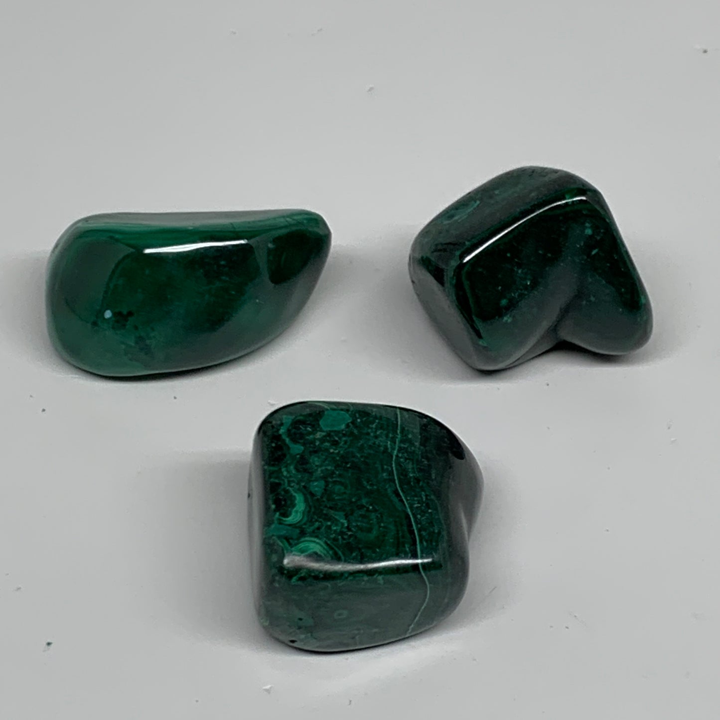 155.8g, 1"-1.7", 3pcs, Natural Small Malachite Tumbled Polished, B32825