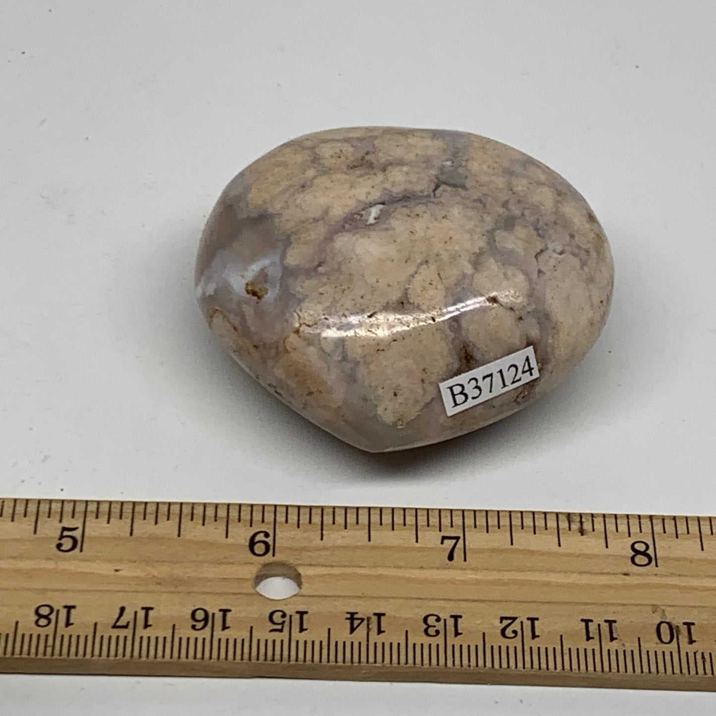 0.26 lbs, 2.1"x2.3"x1.2", Cherry Blossom Flower Agate Heart Crystal,  B37124