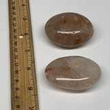 173.4g,2.1"-2.2", 2pcs, Red Hematoid Fire Quartz Palm-Stone Crystal Polished, B3